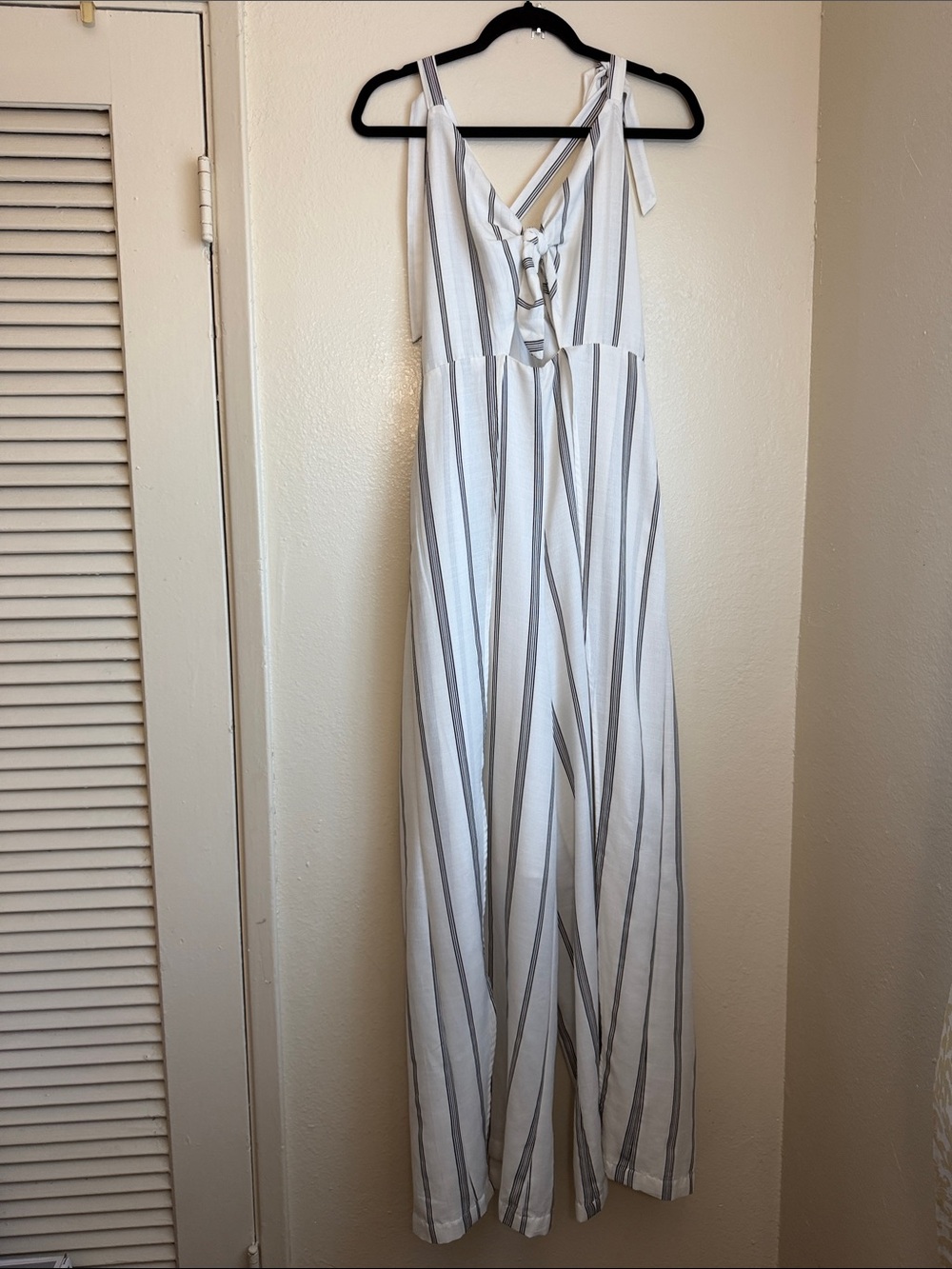 Lilyful Women’s Chic Coastal Boho Striped White and Black Wide-Leg Jumpsuit